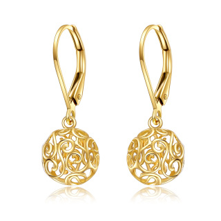 10K Gold Spherical Drop Earrings-37