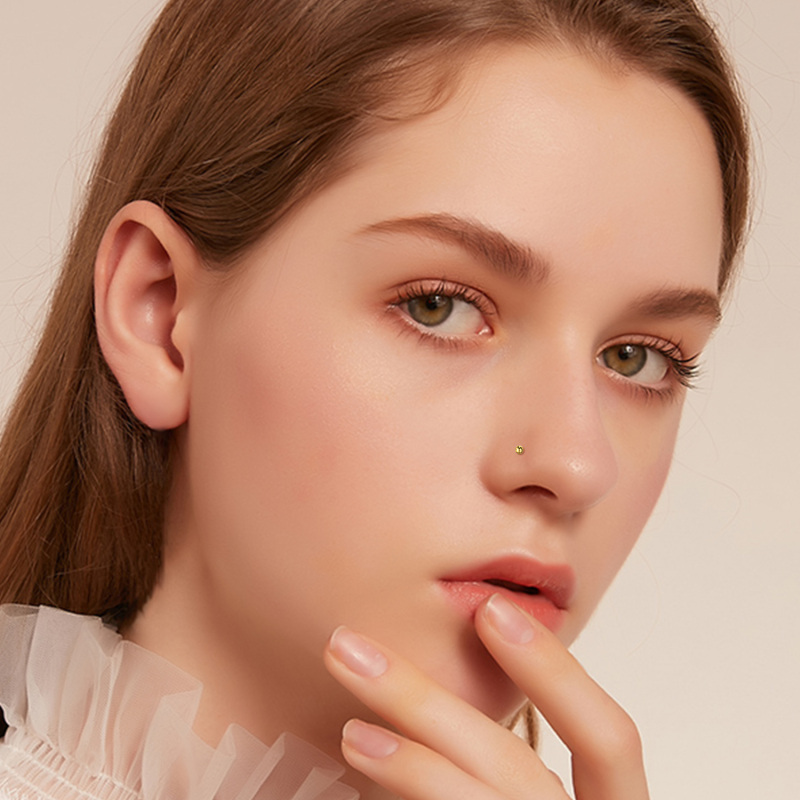 10K Gold Spherical Nose Ring-2