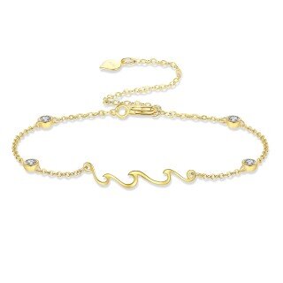 10K Gold Cubic Zirconia Spray Bracelet for Women-3