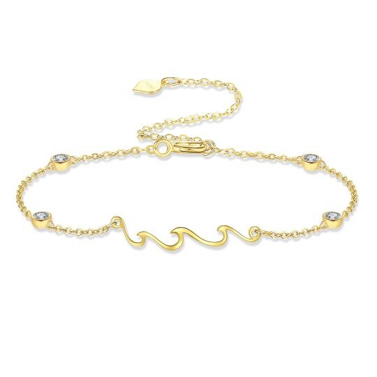 Pulsera de oro de 10 quilates con circonitas cúbicas en forma de espray para mujer