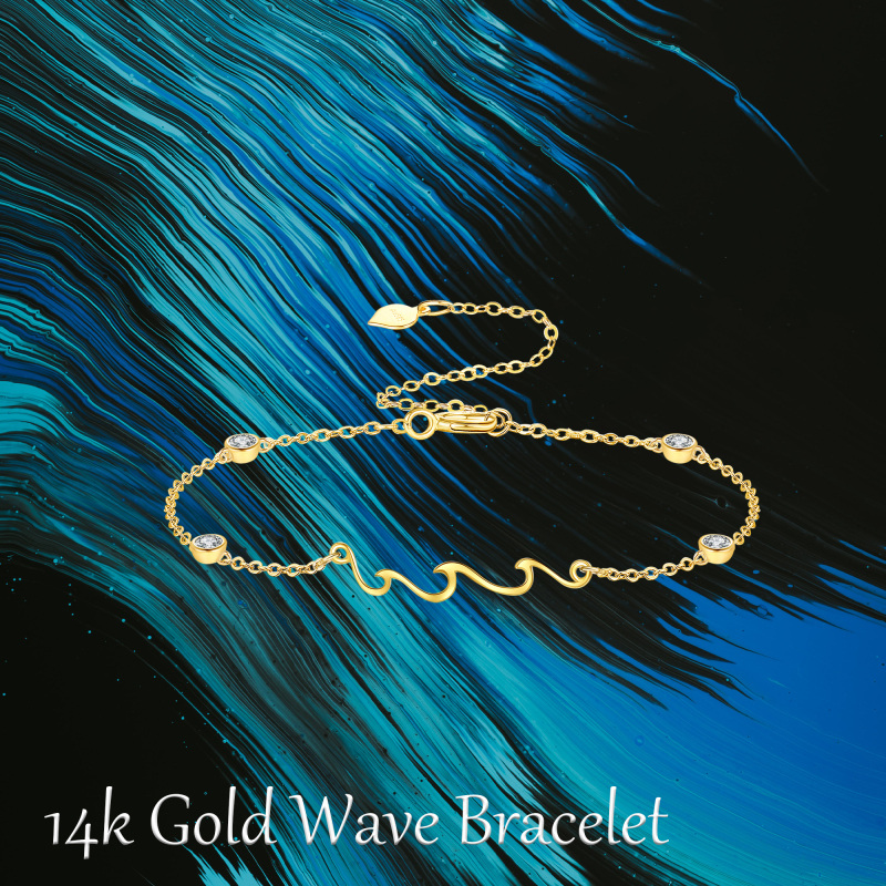 14K Gold-Armband mit Zirkonia-Spray für Damen-6