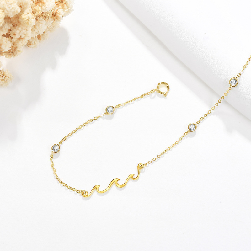 14K Gold-Armband mit Zirkonia-Spray für Damen-4