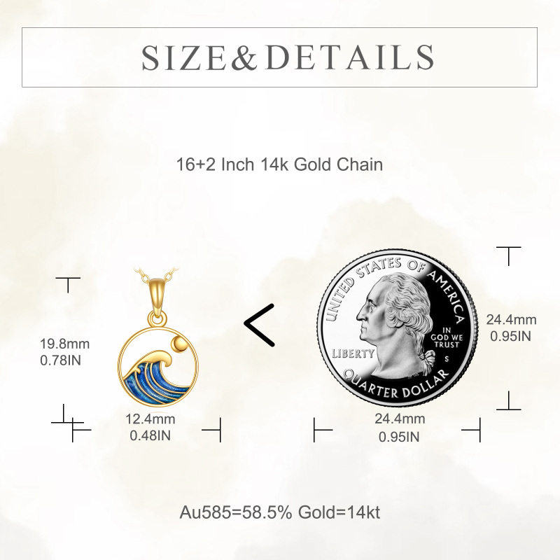 Collar de oro de 14 quilates con forma de sol en aerosol para mujer-5