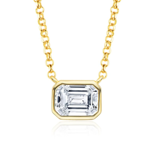 14K Gold Square 1CT Lab Created Diamond Pendant Necklace-1