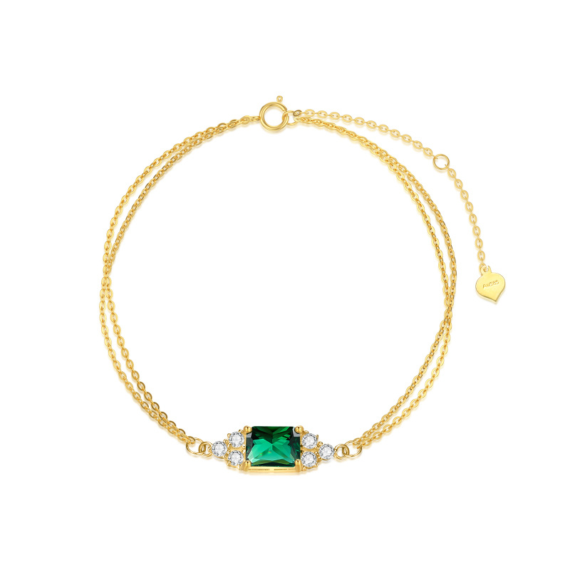 Bracelet carré en or 14K avec zircon cubique