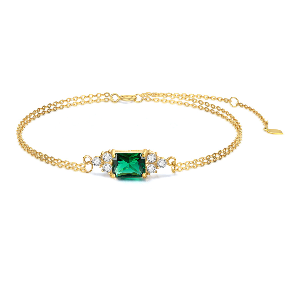 10K Gold Cubic Zirkonia Square Layered Armband-5