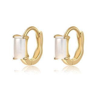 14K Gold Square Moonstone Hoop Earrings-25