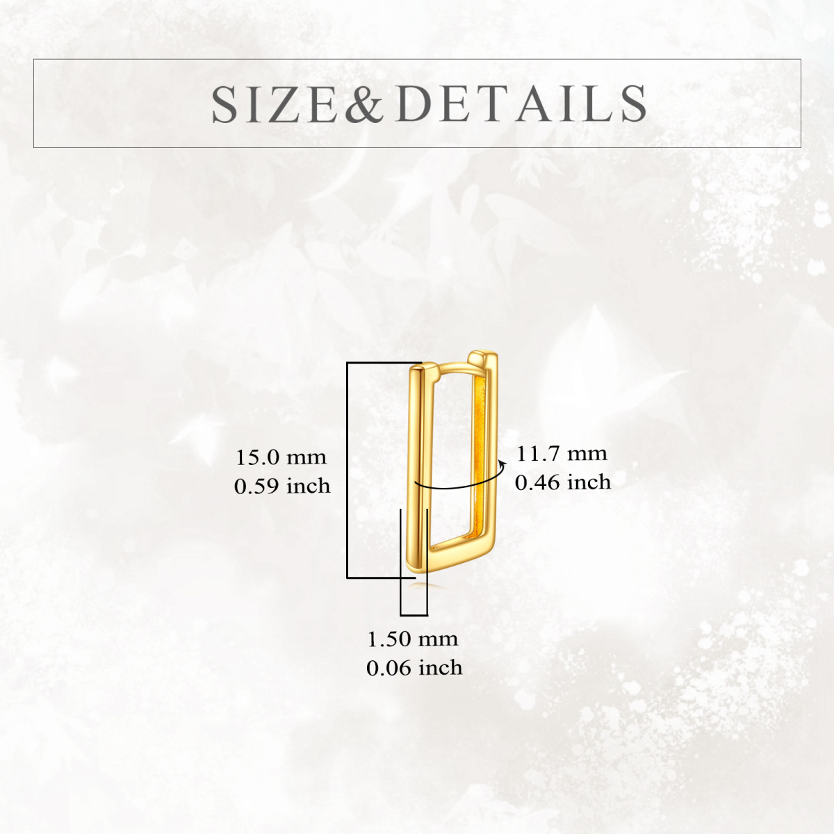 Aretes cuadrados de oro de 14 quilates-5