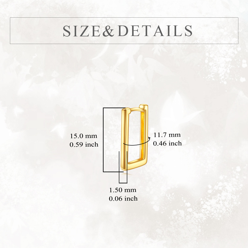 Brincos quadrados em prata de lei com banho de ouro amarelo-5