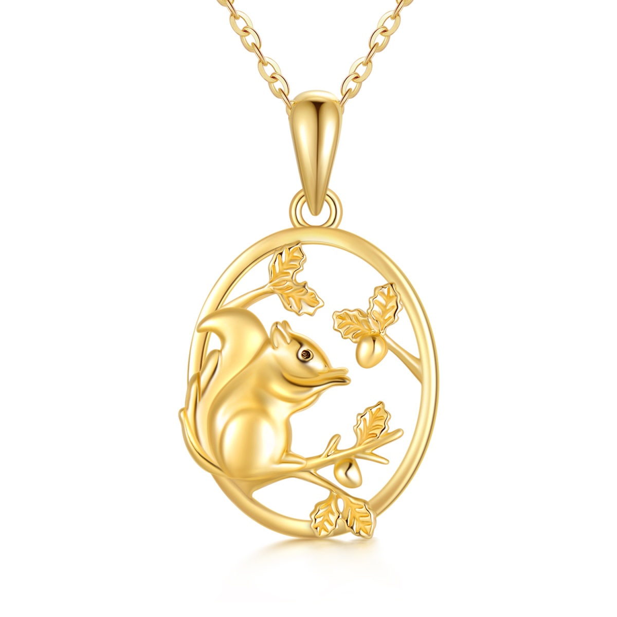 14K Gold Squirrel Pendant Necklace-1