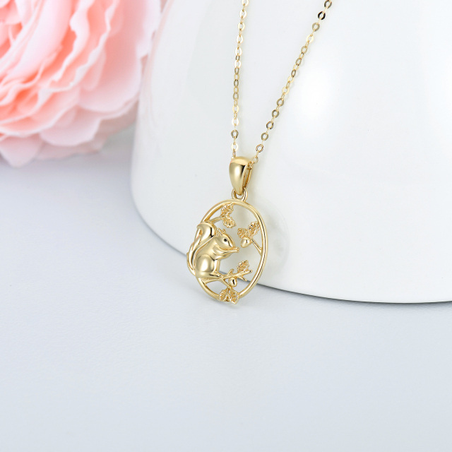 Collana con ciondolo a forma di scoiattolo in oro 14K-3