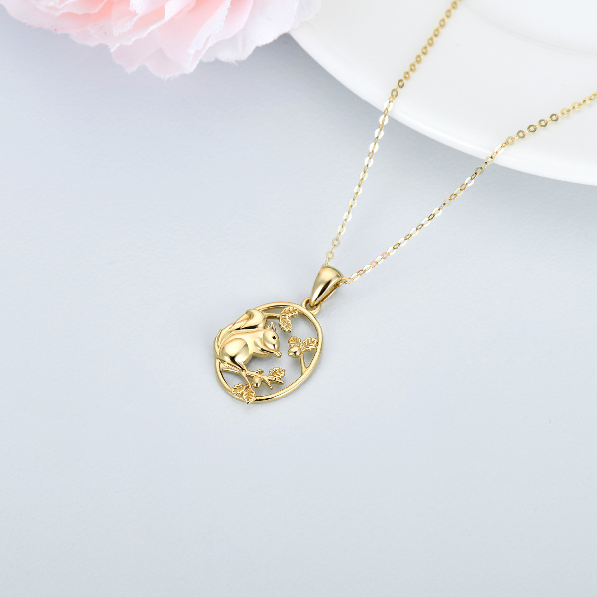 14K Gold Squirrel Pendant Necklace-4