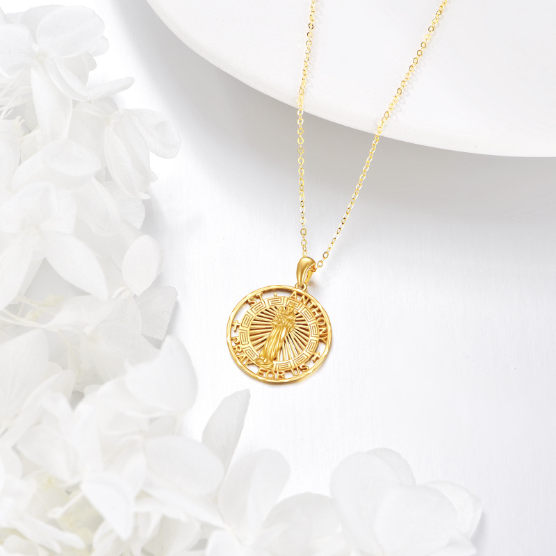 14K Gold St. Anthony Pendant Necklace with Engraved Word-4