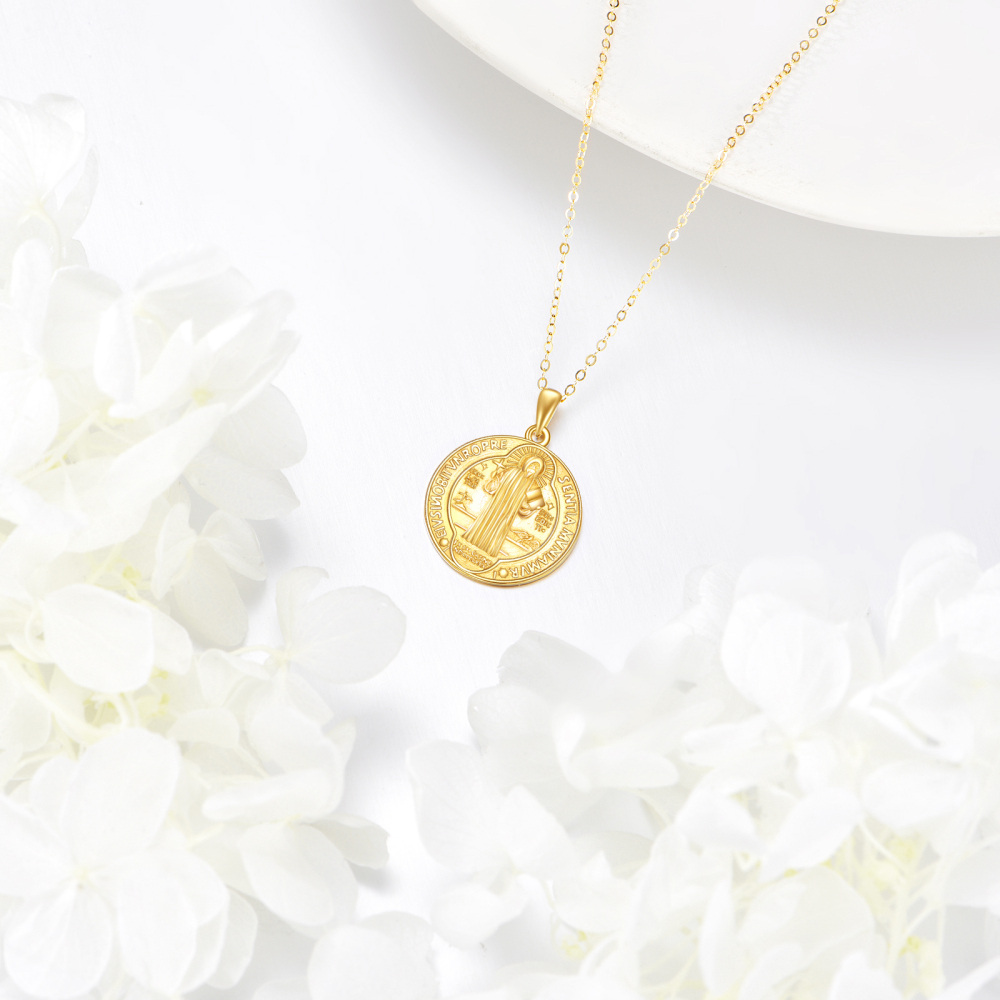 10K Gold St Benedict Medal Pendant Necklace for Men-3