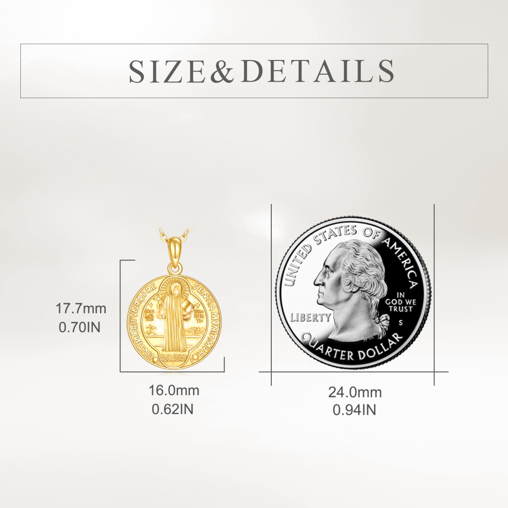 10K Gold St Benedict Medal Pendant Necklace for Men-6