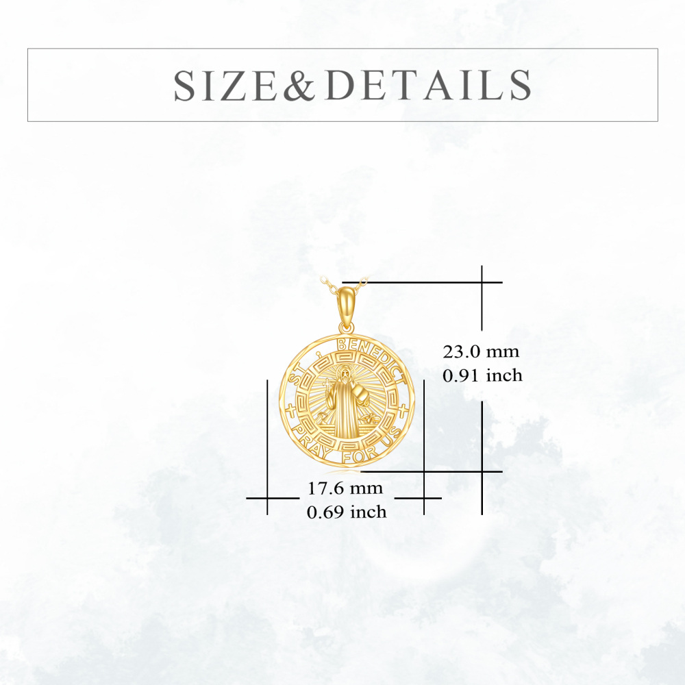 10K Gold St Benedict Medal Pendant Necklace-5