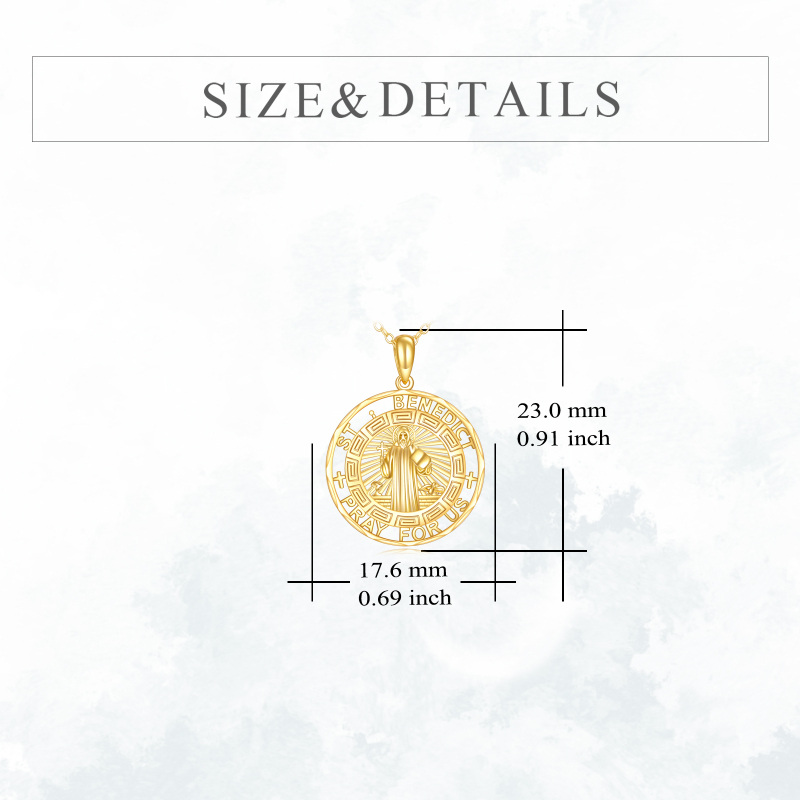 14K Gold St Benedict Medal Pendant Necklace-5