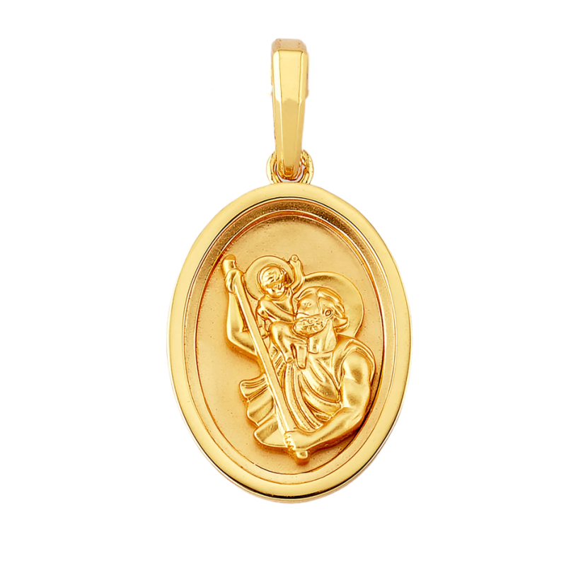 Sterling Silver with Yellow Gold Plated St. Christopher Pendant-44
