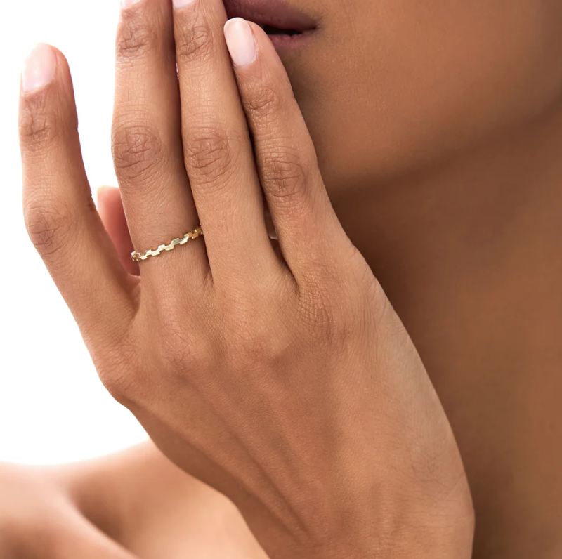 Pierścionek ze złota 18K z ogniwami do układania w stosy-3