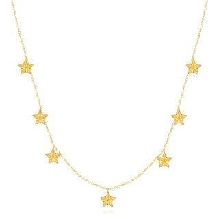 10K Gold Star Calendered Chain Necklace-24