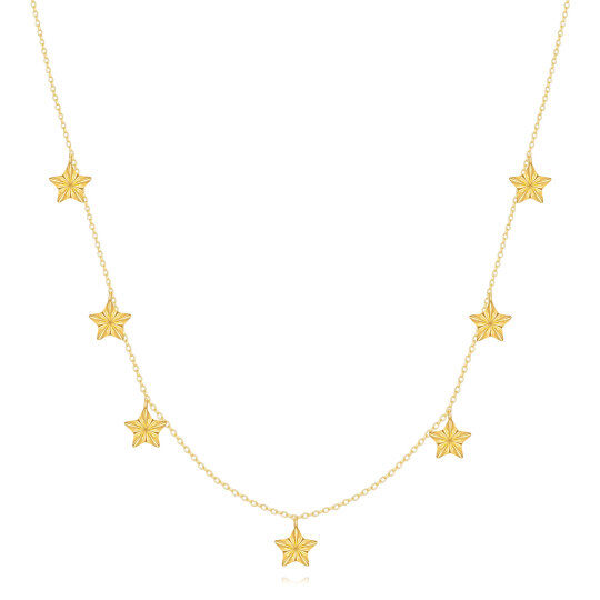 14K Gold Star Calendered Chain Necklace