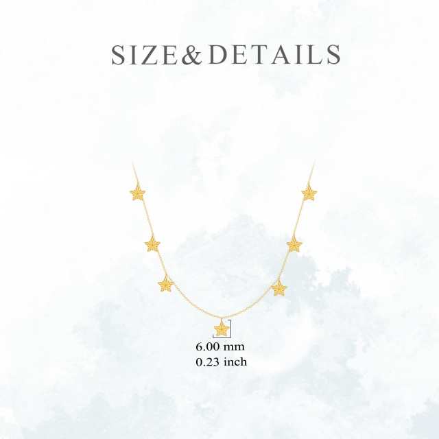 14K Gold Star Calendered Chain Necklace-5