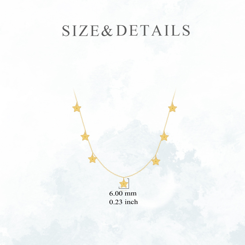 10K Gold Star Calendered Chain Necklace-5