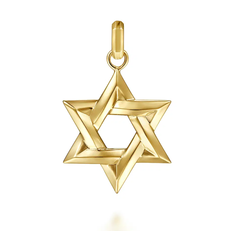 Sterling Silver with Yellow Gold Plated Star Of David Pendant Charms for Men-1