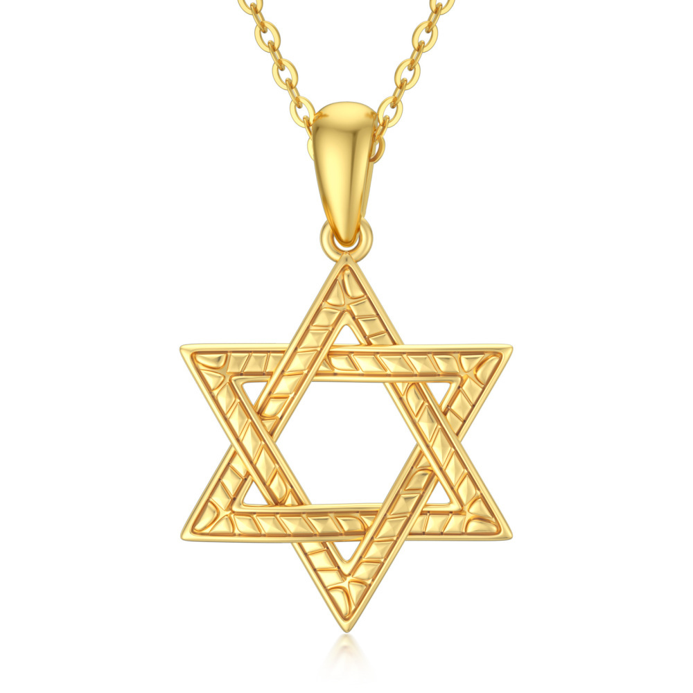 10K Gold Star Of David Pendant Necklace-1