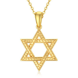 10K Gold Star Of David Pendant Necklace-49