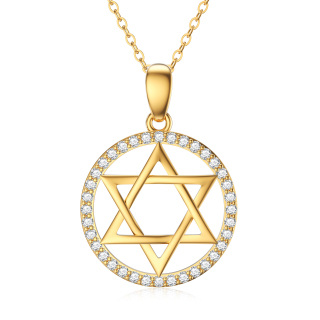 10K Gold Cubic Zirconia Star Of David Pendant Necklace-41