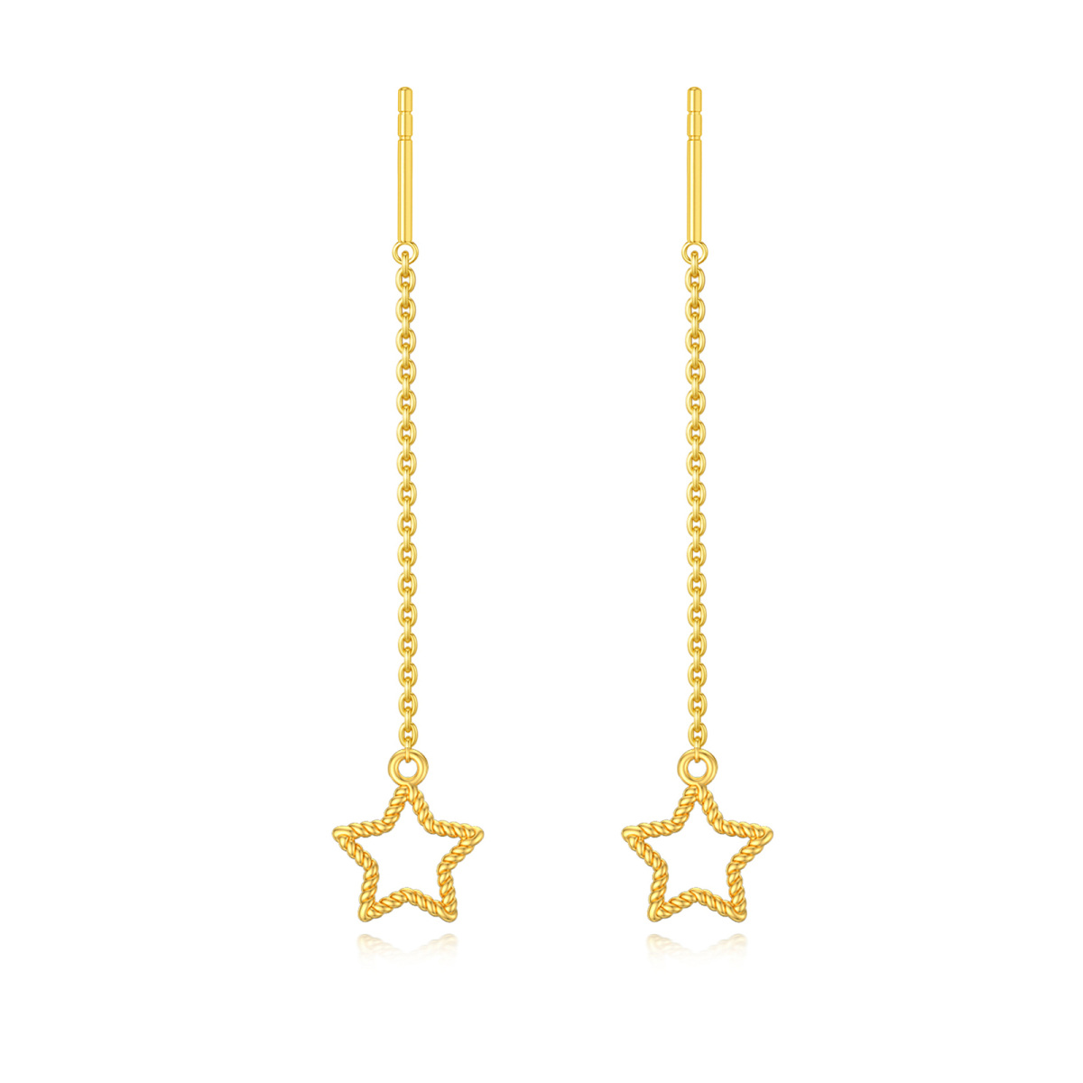 Pendientes Gota Estrella Oro 14K-1