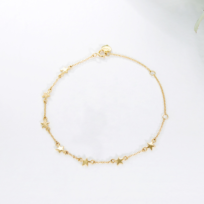 Pulseira com pingente de estrela em ouro 10K-3