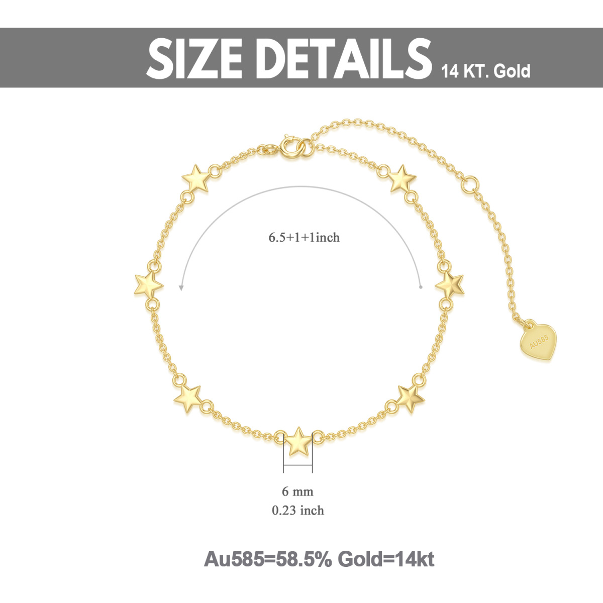 10K Gold Star Charm Bracelet-5