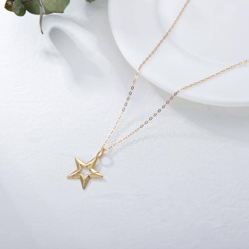 10K Gold Star Pendant Necklace-3