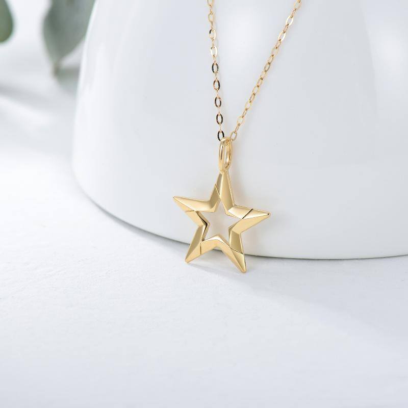 10K Gold Star Pendant Necklace-4