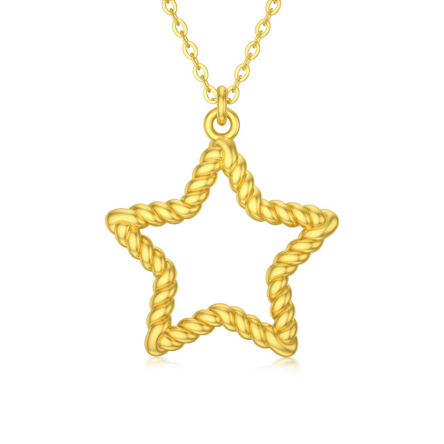 14K Gold Star Pendant Necklace-5