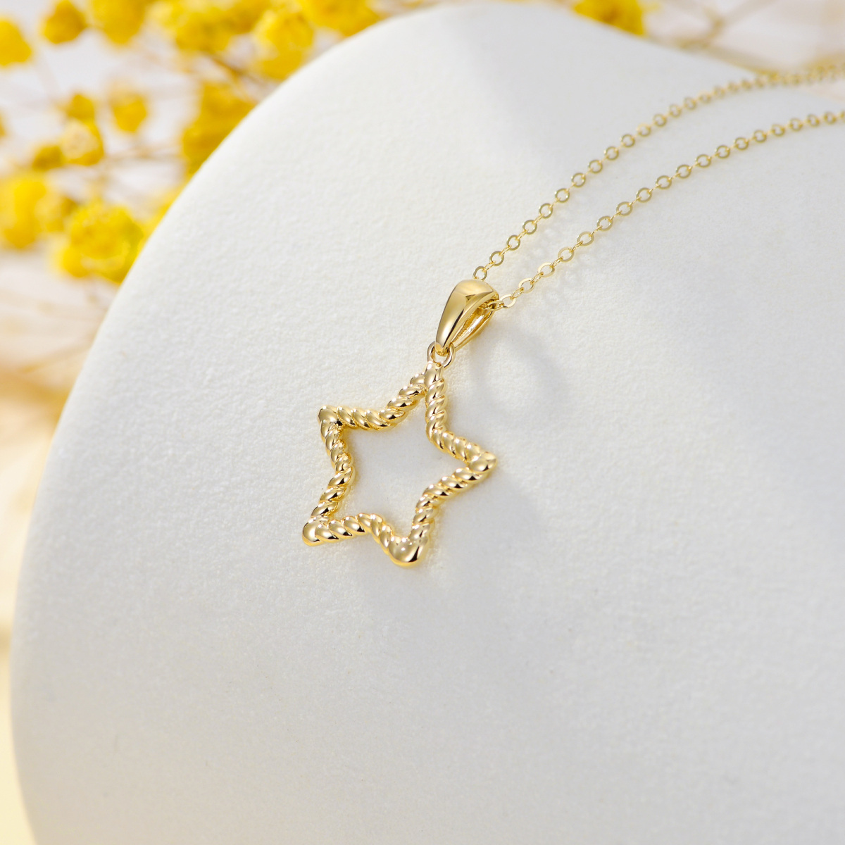 14K Gold Star Pendant Necklace-3