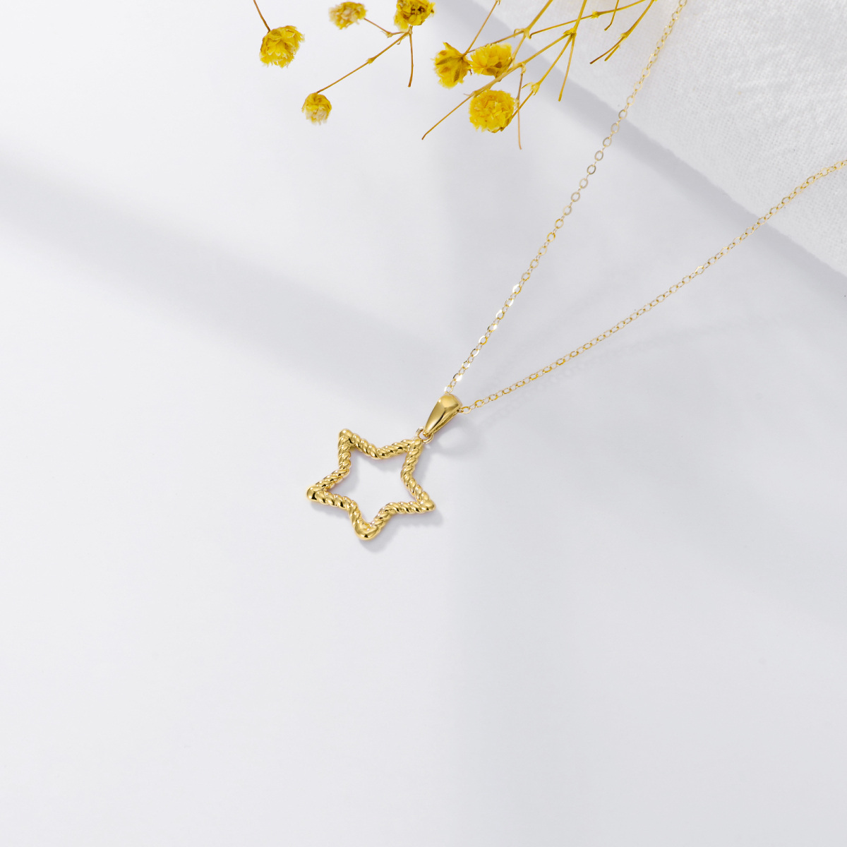 14K Gold Star Pendant Necklace-4