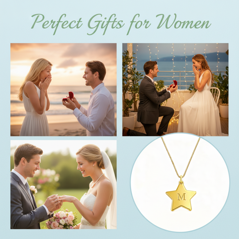 10K Gold Stern personalisierter Gravur-Anhänger-Halskette-3