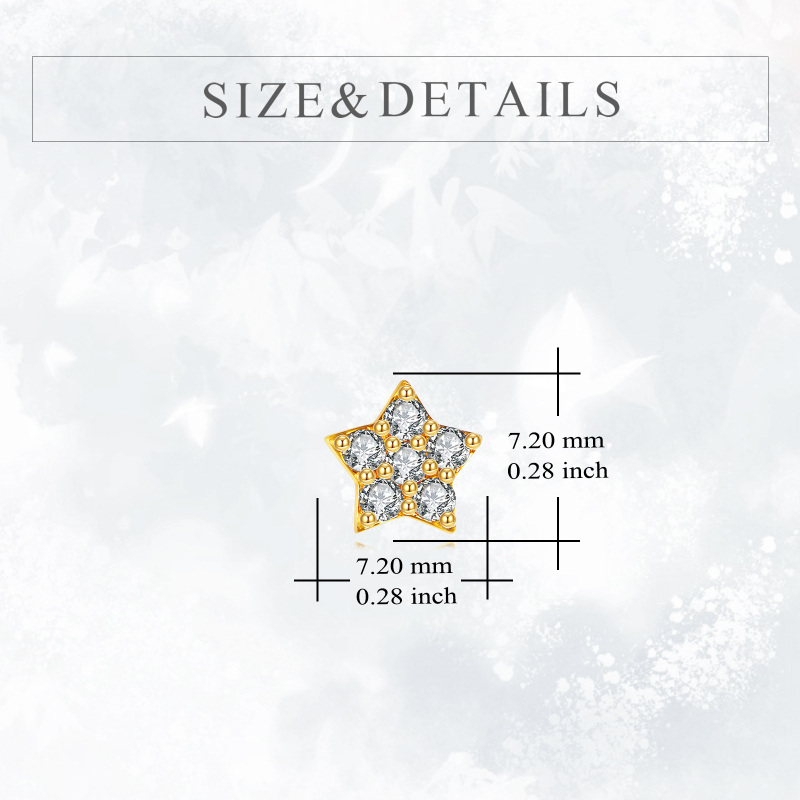 10K witgouden oorbellen met kubieke zirkonia en ster-5