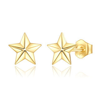 10K Gold Star Stud Earrings-23