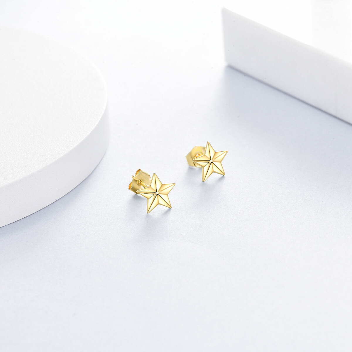 10K Gold Star Stud Earrings-3