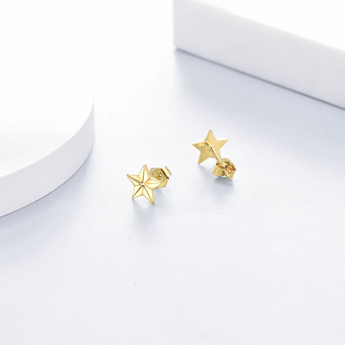 10K Gold Star Stud Earrings-4