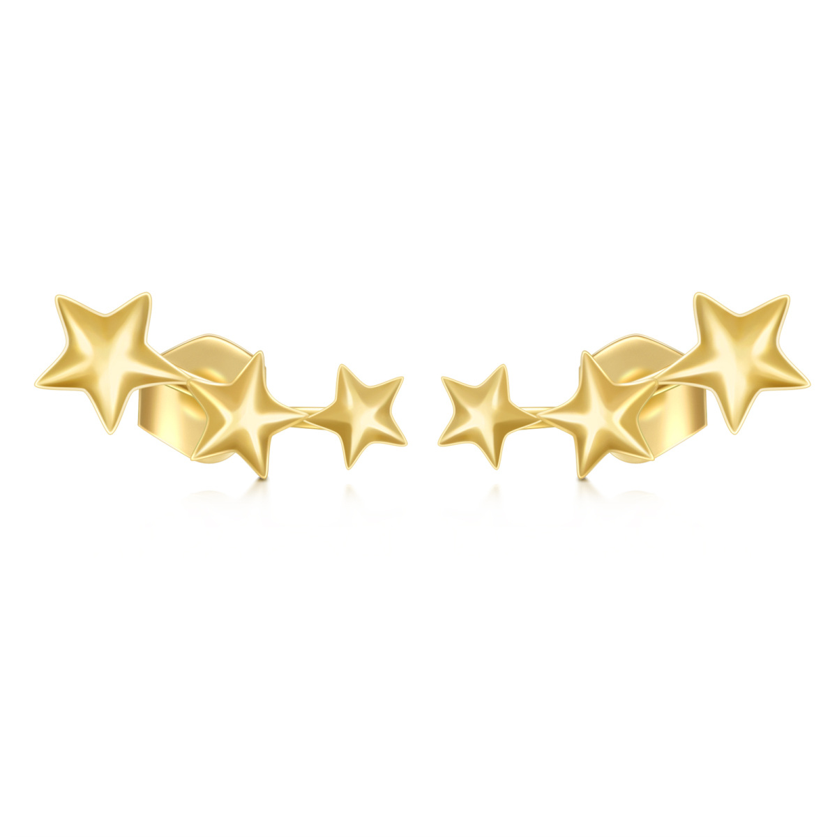 10K Gold Star Stud Earrings-1