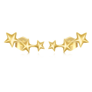 10K Gold Star Stud Earrings-15