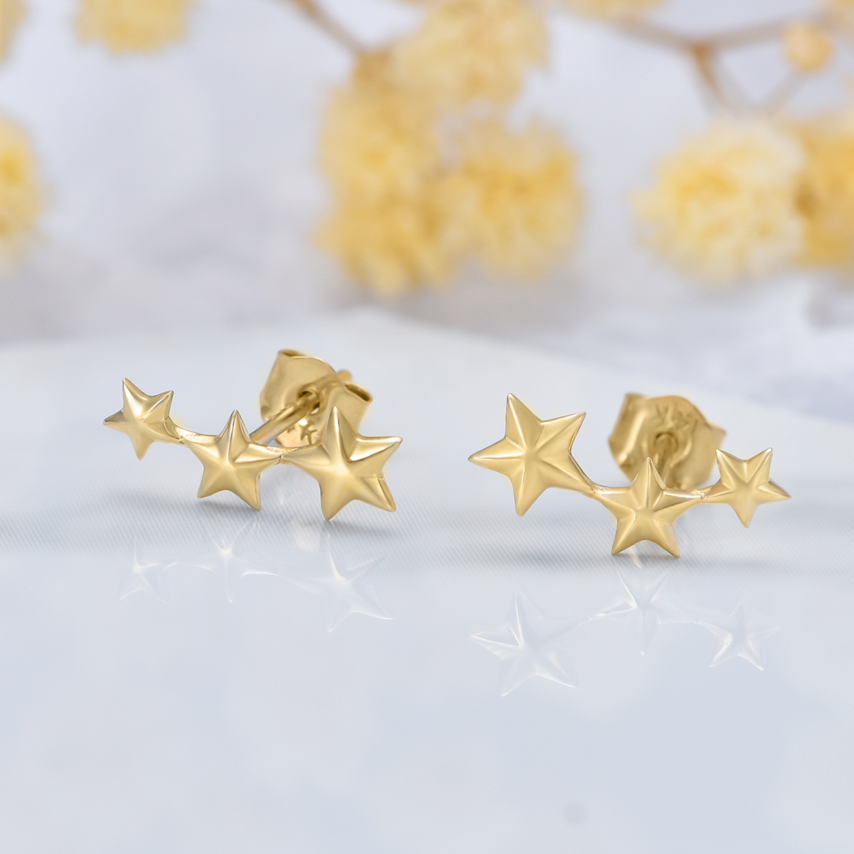 10K Gold Star Stud Earrings-3