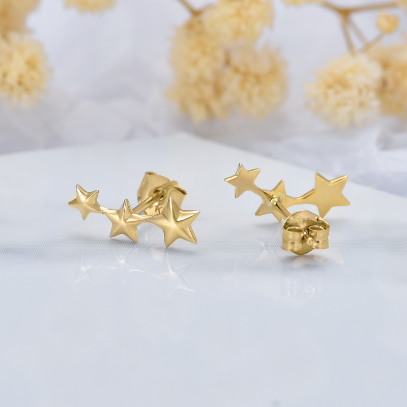 10K gouden sterren Stud Oorbellen-4