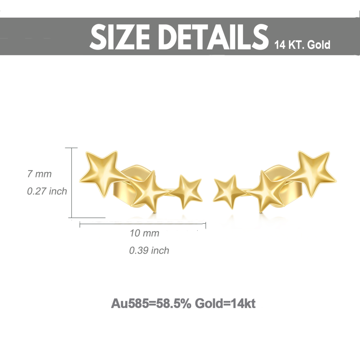 10K Gold Star Stud Earrings-5