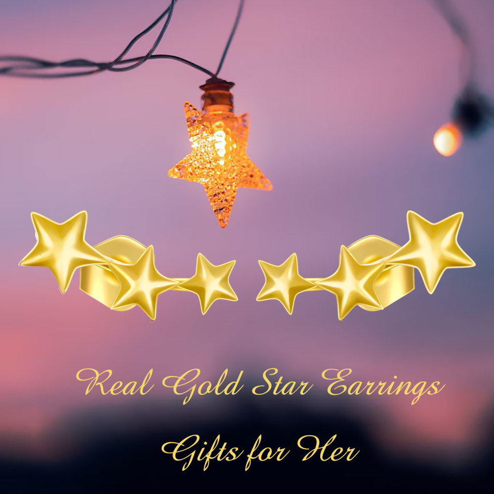 Pendientes Estrella Oro 10K-6